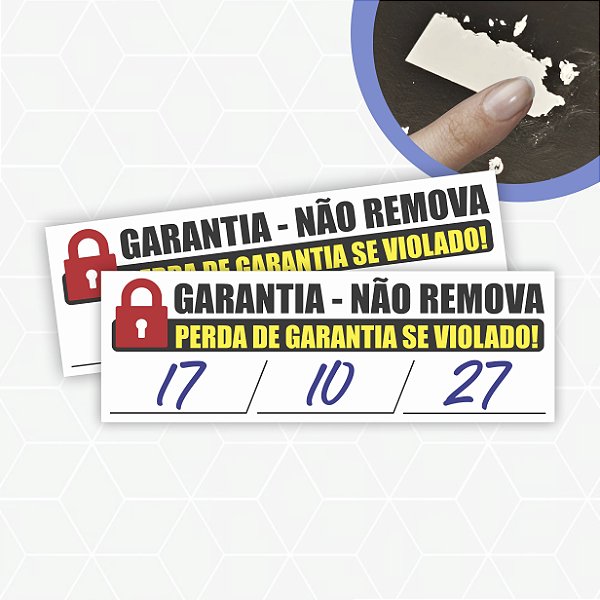 Lacre Casca de Ovo 1x3cm / Garantia! Não remova