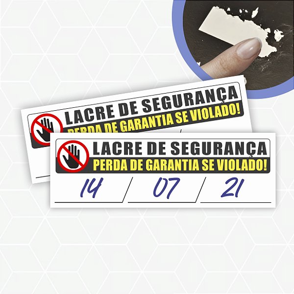 Lacre Casca de Ovo 1x3cm / Garantia, não remova!