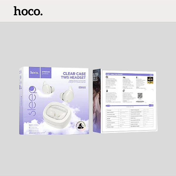 Fone de ouvido sem fio hoco. Clear Case EW65
