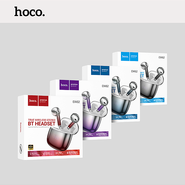 Fone de Ouvido Sem Fio hoco. EW62 Glitter wireless BT headset