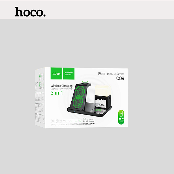 Hoco. Wireless Charging Desktop Stand Whit Lamp CQ9