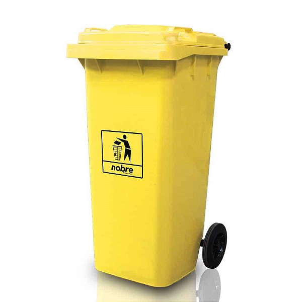 COLETORA PLASTICA 120L. C/RODAS (MOD. EUROPEU) AMARELA - NOBRE REF.:58247