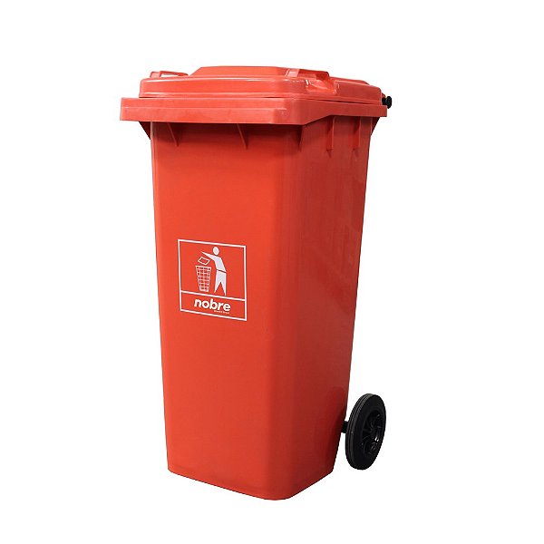 COLETORA PLASTICA 120L. C/RODAS (MOD. EUROPEU) VERMELHA - NOBRE REF.:59497