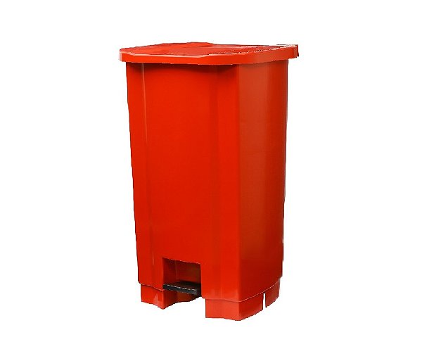 LIXEIRA VERMELHA 50L PEDAL PRETO TONK - REF.:2203071014