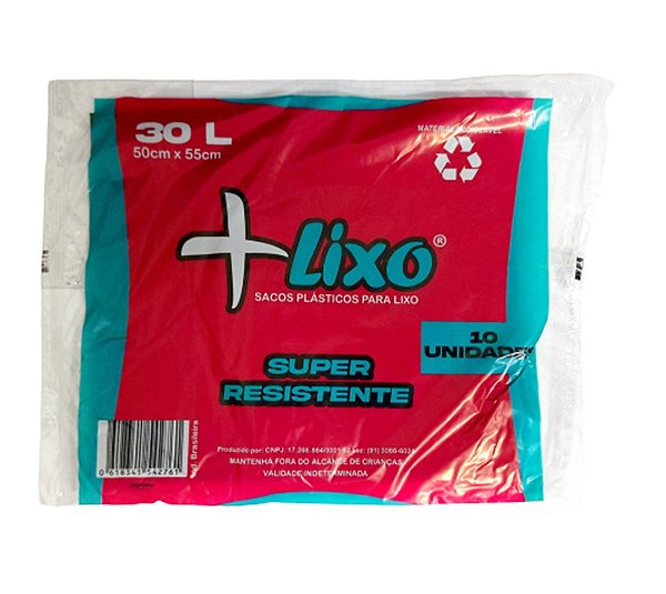 SACO P/LIXO 30LT (50x55x0,035) PRETO +LIXO PCT C/10UND