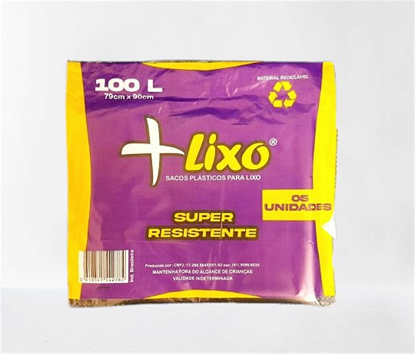 SACO P/LIXO 100LT (79x90x0,055) PRETO +LIXO PCT C/05UND