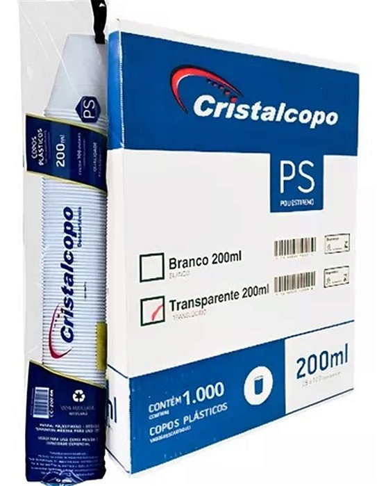 COPO DESCARTAVEL 200ML TRANSP. CX C/25 PCT CRISTALCOPO
