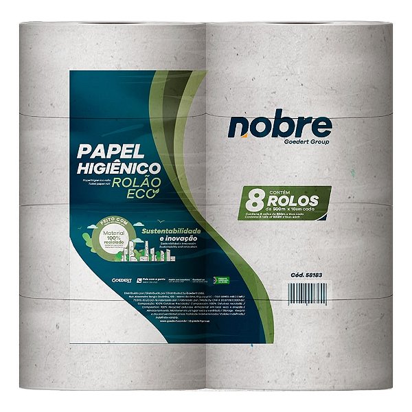 PAPEL HIGIENICO ROLAO C/8X10CM.X300M. (FARDO / RECICLADO) - NOBRE REF.:58182