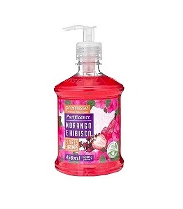SABONETE PREMISSE MORANGO E HIBISCUS 450 ML C/ PUMP