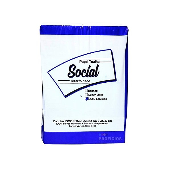 PAPEL TOALHA INTERFOLHAS C/1000FLS. 20X21CM SOCIAL REF.:2854