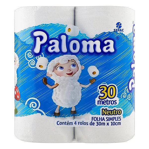 PAPEL HIGIENICO FOLHA SIMPLES 4X30M PALOMA REF.:39734