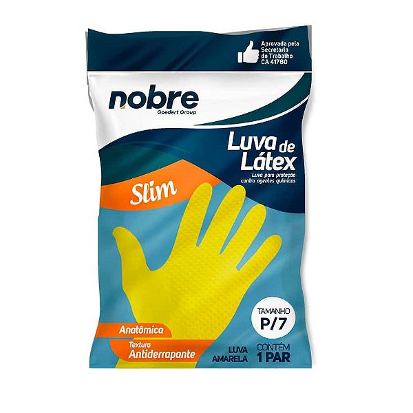 LUVA DE BORRACHA/LATEX SL 01 "P" AMARELA CA 41780 - NOBRE REF.:38827