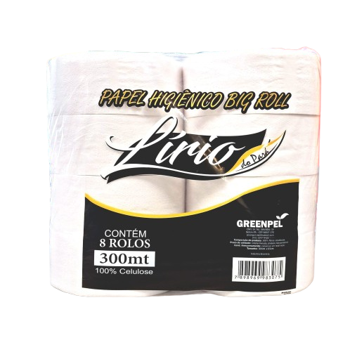 PAPEL HIGIENICO ROLAO 100%CELULOSE 8X300MTS - LIRIO REF.:9794