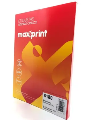ETIQUETA INKJET/ LASER CARTA 6180 - 66,7X25,4 30 ETIQ/FOLHA - CX C/100 FLS - MAXPRINT REF.:492166