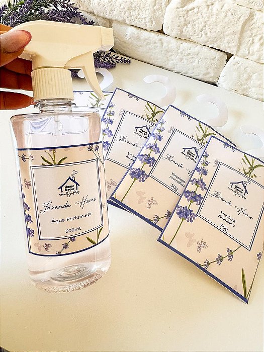 Kit Água Perfumada 500ml + 6 Sachê Aromático Lavanda Home