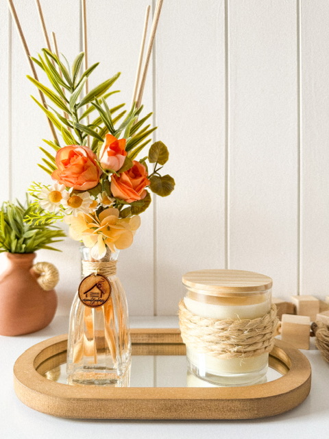 Kit Difusor Jardim Terracota P+ Vela Rústica 200g s/Bandeja