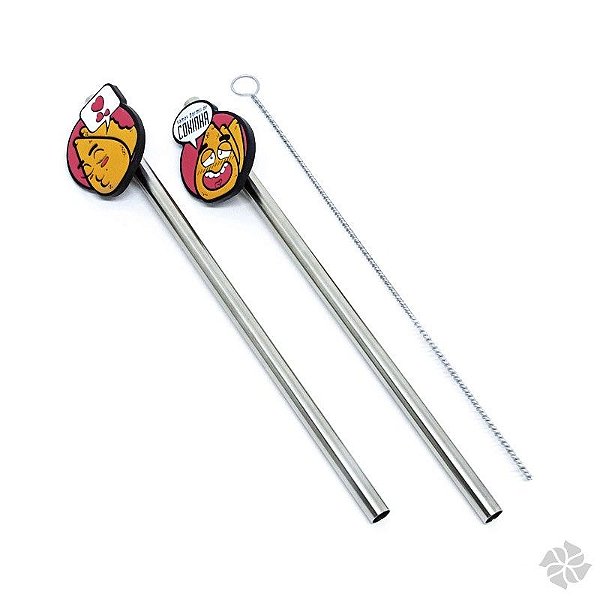 Kit Canudo De Inox Com Pin De Borraha Coxinha