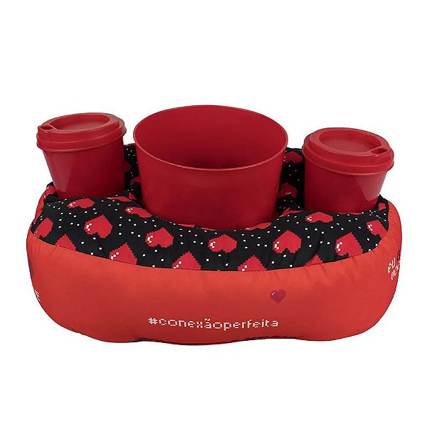 Almofada Porta Pipoca Coracoes Pixel Namorados Copos E Balde opcoes:cor