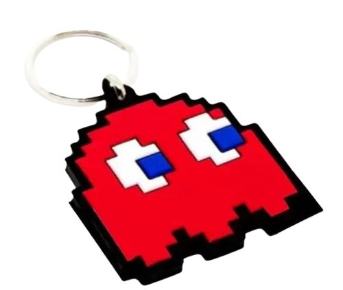 Kit Com 5 Chaveiros Fantasma Vermelho Pac Man Emborrachado