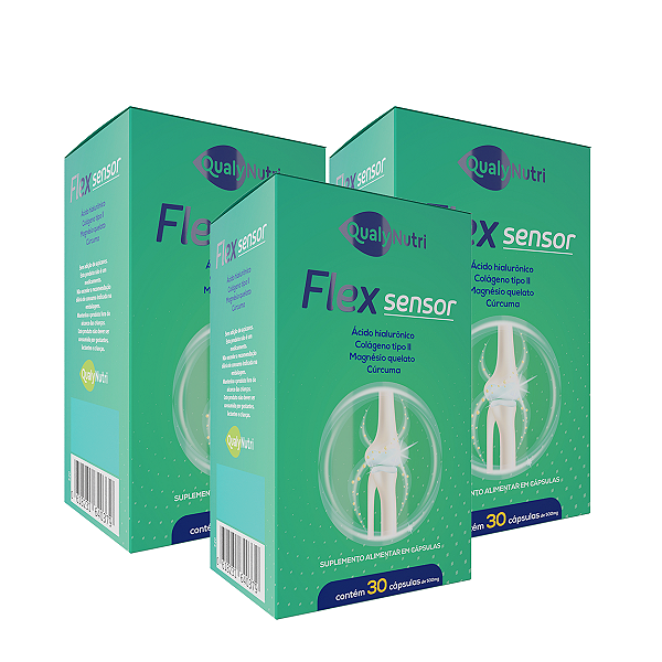 Kit 3 Flex Sensor Colágeno Tipo II Ácido Hialurônico 30Caps