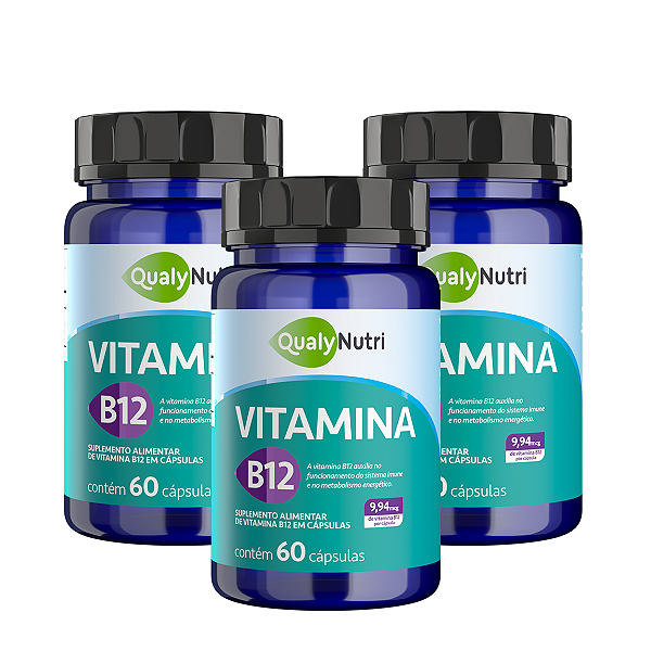 Kit 3 Vitamina B12 150mg 60 Cápsulas QualyNutri