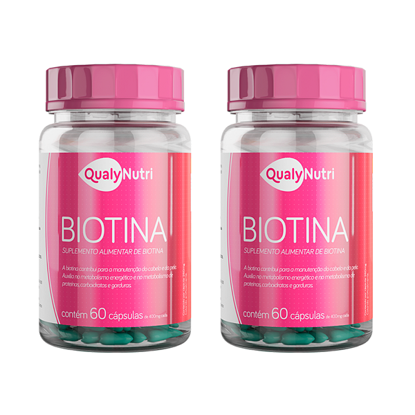 Kit 2 Biotina 250mg 60Cáps QualyNutri Cabelo Pele Saudáveis