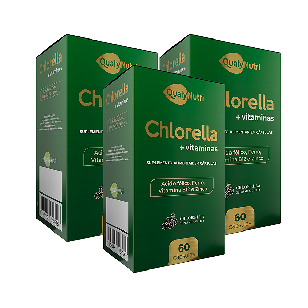 Kit 3 Chlorella 500mg 60 Cápsulas QualyNutri