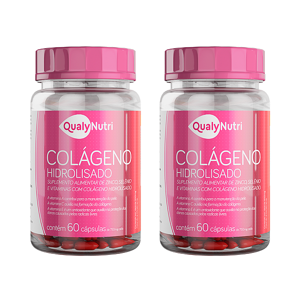 Kit 2 Colágeno Hidrolisado 60 Cáps Zinco Selênio e Vitaminas