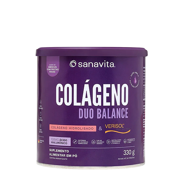 Colágeno Duo Balance Hibiscus e Frutas Roxas 330g Sanavita – Suplemento em Pó