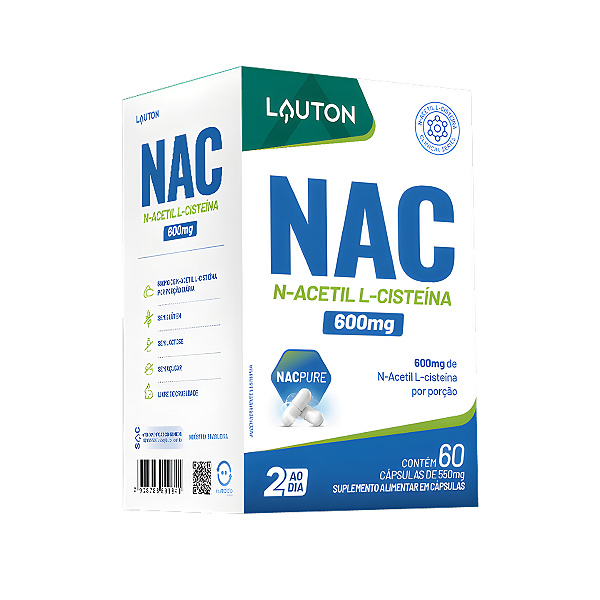 NAC N-Acetil L-Cisteína 60 Cápsulas Lauton – Antioxidante e Defesa Natural
