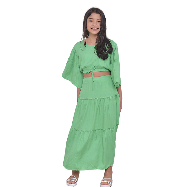 CONJ. VISCOSE SARJADO SAIA LONGA