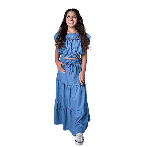 CONJUNTO DE SAIA CHAMBRAY