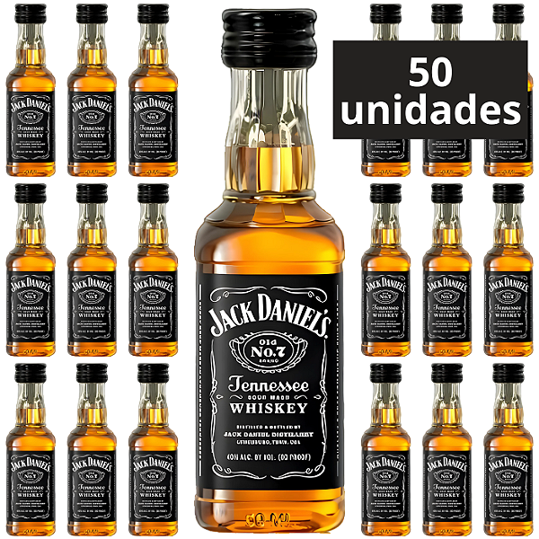 Combo 50 Mini Whisky Jack Daniels Old 7 Tenesse (Plástico)
