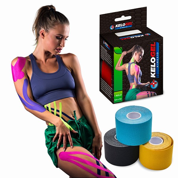 Fita Kinesio Tape Bandagem Elástica - Kelogel  -  5cmX5cm - 1 unidade - Azul Claro