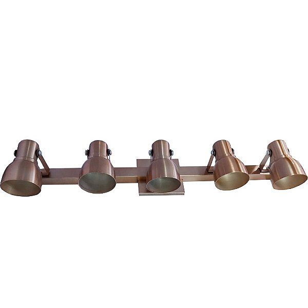 Spot Trilho Popular Aluminio Teto 5 Luzes E27 Bivolt Lumini Lab - Laranja Cobre*