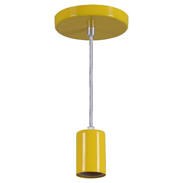 Pendente Copinho Aluminio Teto E27 1 Luz Lumini Lab - Amarelo Brilhante