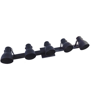 Spot Trilho Popular Aluminio Teto 5 Luzes E27 Bivolt Lumini Lab - Preto Microtex