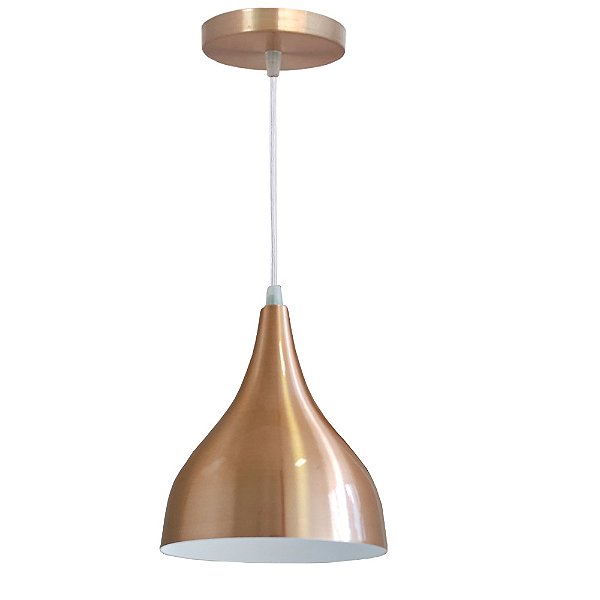 Pendente Cairo Aluminio Teto E27 1 Luz Lumini Lab - Laranja C* - Branco B