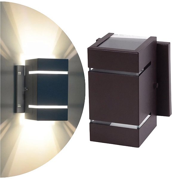 Arandela Catarina Aluminio 2 Fachos 2 Frisos Parede G9 1 Luz Lumini Lab - Marrom