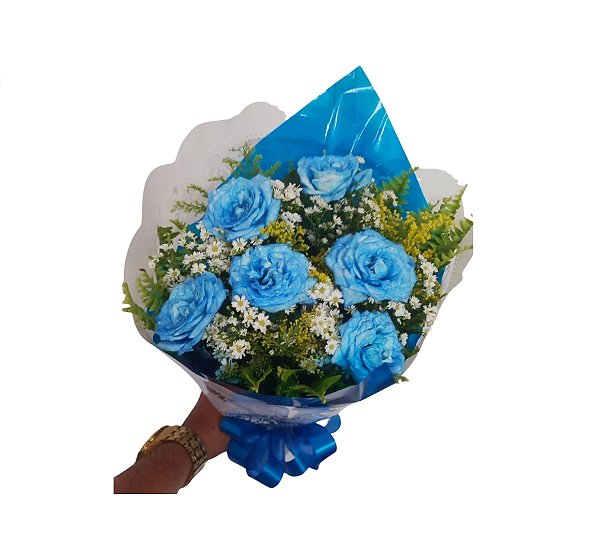 Buquê de Rosas Azuis - Modelo Serenidade Azul