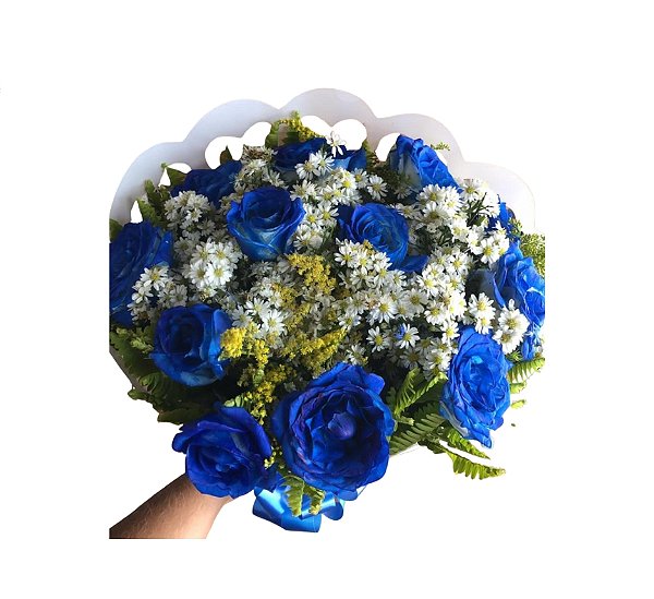 Buquê de Rosas Azuis - Modelo Mar Azul Tradicional