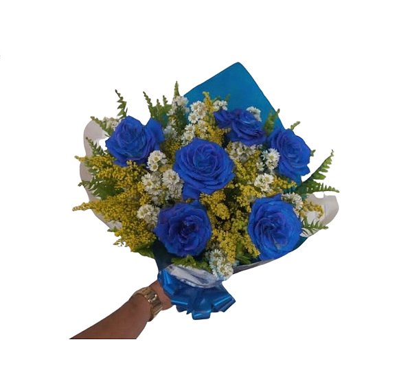 Buquê de Rosa Azuis- Modelo  Brilho Sereno