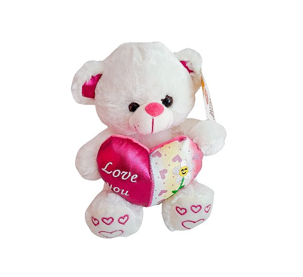 Urso de Pelúcia com Coração Love You  25cm