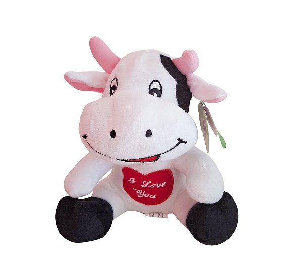 Pelúcia Vaquinha P2 com Coração I Love You