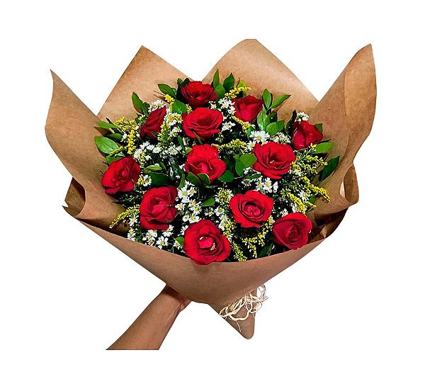 Big Buquê de Rosas Vermelhas - Modelo Elegância Francesa