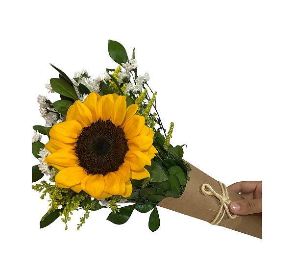 Arranjo Solitário de Girassol - Estilo Francês