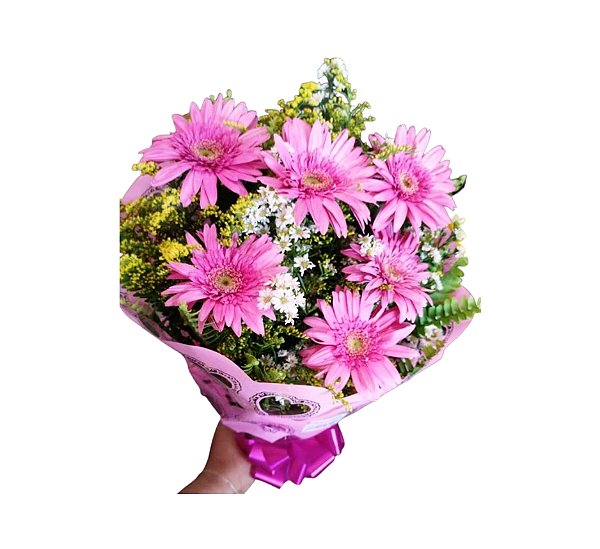 Buquê de Gérberas - Modelo Encanto Rosa