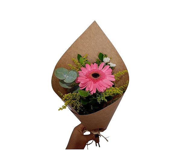 Arranjo Solitário de Gérbera Rosa  Modelo Encanto