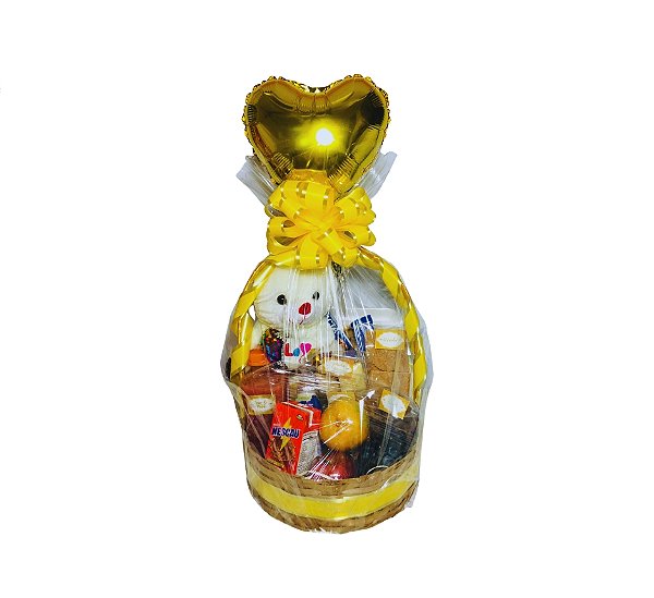 Cesta de Café da Manhã Com Urso de Pelúcia - Modelo Master Essencial