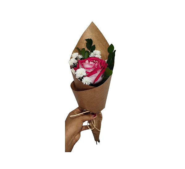 Arranjo Solitário de Rosa Lady - Estilo Francês